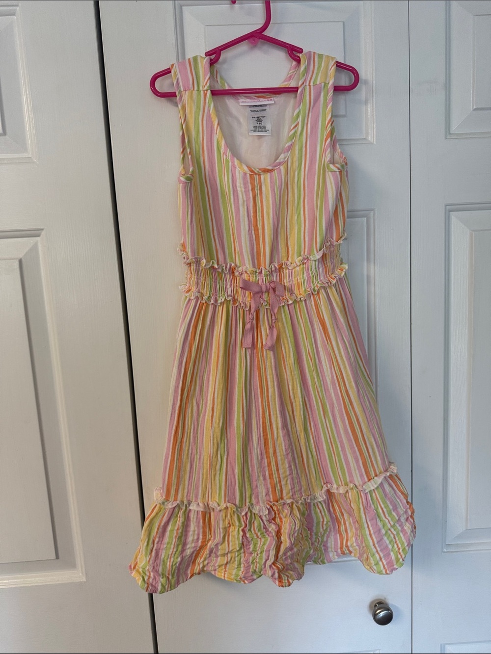 Bonnie Jean Striped Sundress in Pink, Yellow & Green